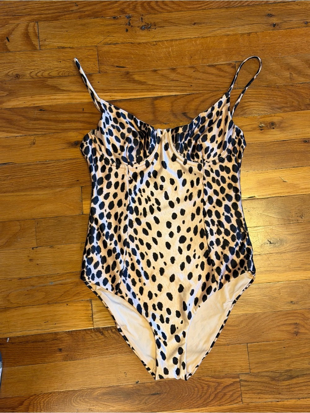 ONIA NWT Leopard Print One-Piece Swimsuit in Beige and Black